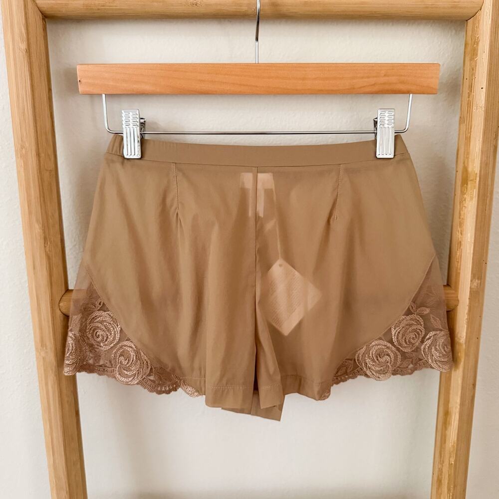 NWT La Perla Seta Silk Blend Lace Trim Sleep Shorts Size 1 Tan Nude